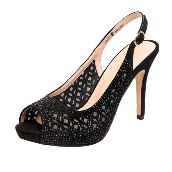 Peep Toe Rhinestone Pumps - Picture 2 of 5